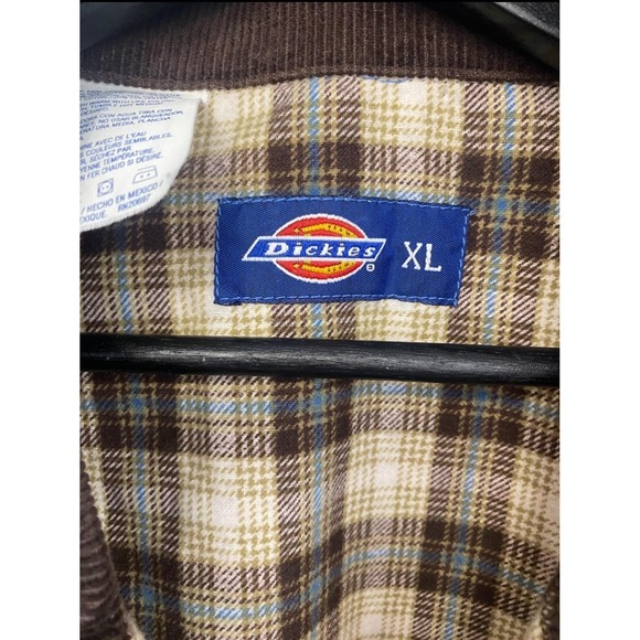 Vintage Dickies Vest Mens XL Canvas Plaid Lined Workwear Duron‎ Brown Collar - Picture 2 of 5